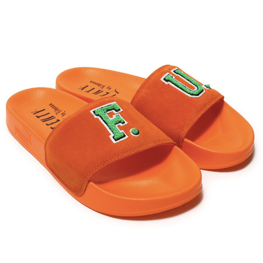 PUMA X Rihanna Fenty Womens Leadcat FU Orange Slides Size