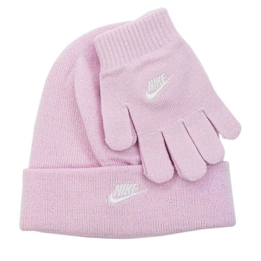 Nike Hat And Glove 2 Piece Set Pink Girls Knit Set Age 4-6 Years