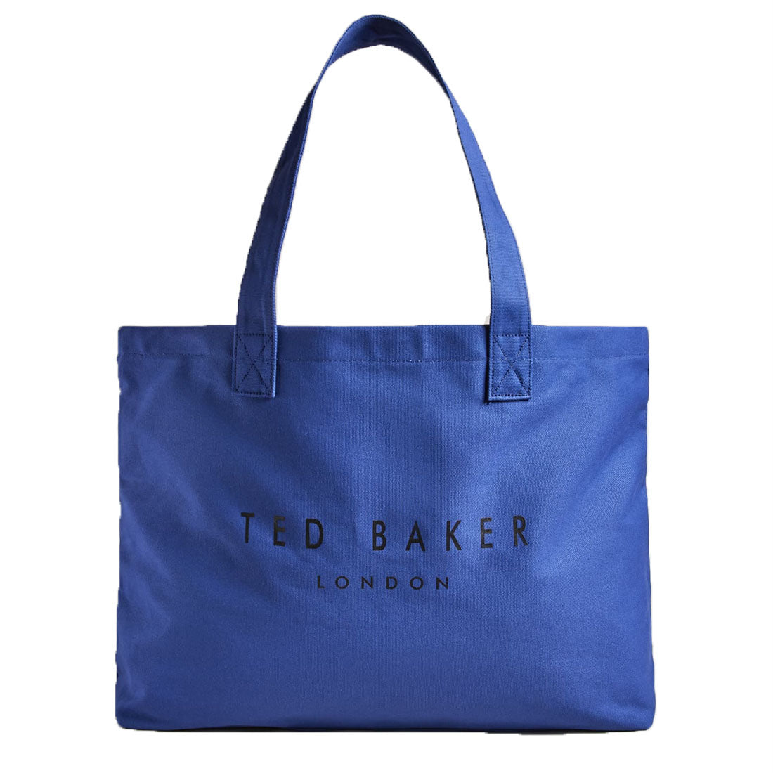 Ted Baker Lukkee Navy Blue Branded Logo Cotton Tote Bag Large