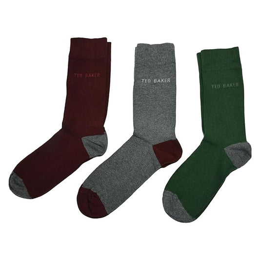 Ted Baker Mens Socks London Marrley Assorted Organic Cotton 3 Pack Crew UK 7-11