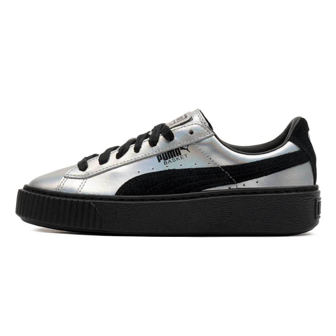 PUMA Basket Platform Explosive Metallic Silver Women's Trainers