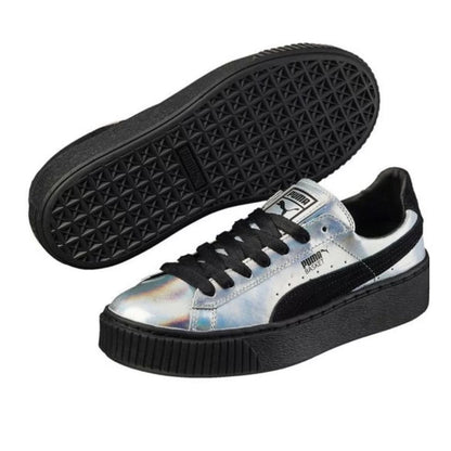PUMA Basket Platform Explosive Metallic Silver Women's Trainers