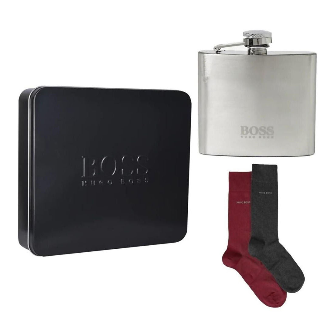 Hugo Boss Hip Flask 2 Pack Socks Gift Set