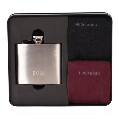 Hugo Boss Hip Flask 2 Pack Socks Gift Set