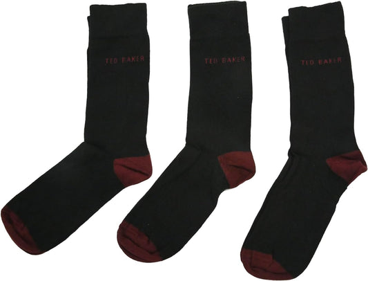 Ted Baker Mens Socks London Burgy Organic Cotton 3 Pack Crew UK 7-11