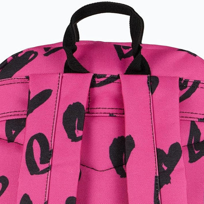 Hype Black Pink Scribble Hearts Adjustable School  Backpack With Bottle Pocket