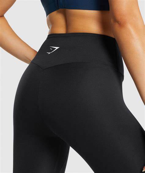 Gymshark Ladies Black High Waist Gym Sports Training 7/8 Slim Cropped Leggings