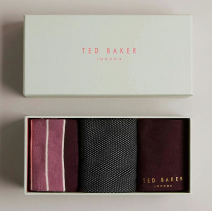 Ted Baker Gift Set Mens Socks London DUDES 3 Pack Crew Socks With Gift Box