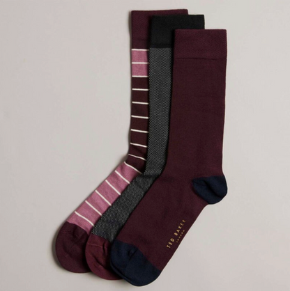 Ted Baker Gift Set Mens Socks London DUDES 3 Pack Crew Socks With Gift Box
