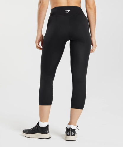 Gymshark Ladies Black High Waist Gym Sports Training 7/8 Slim Cropped Leggings