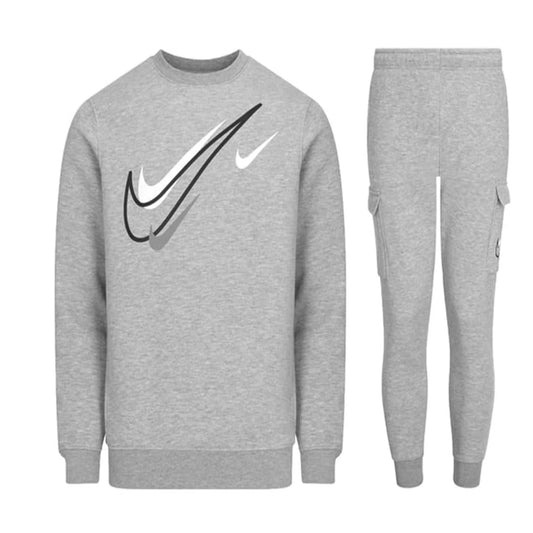 Nike Sportswear Multi Swoosh Grey Mens Graphic Fleece Tracksuit