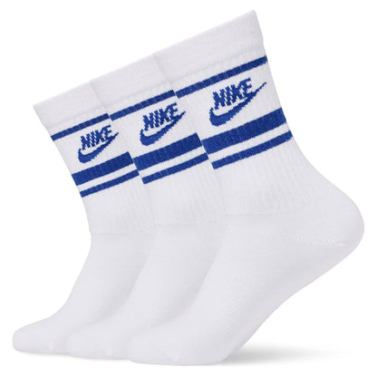 Nike Sportswear Dri Fit Everyday Essential White Blue Adults Crew 3 Pack Of Socks