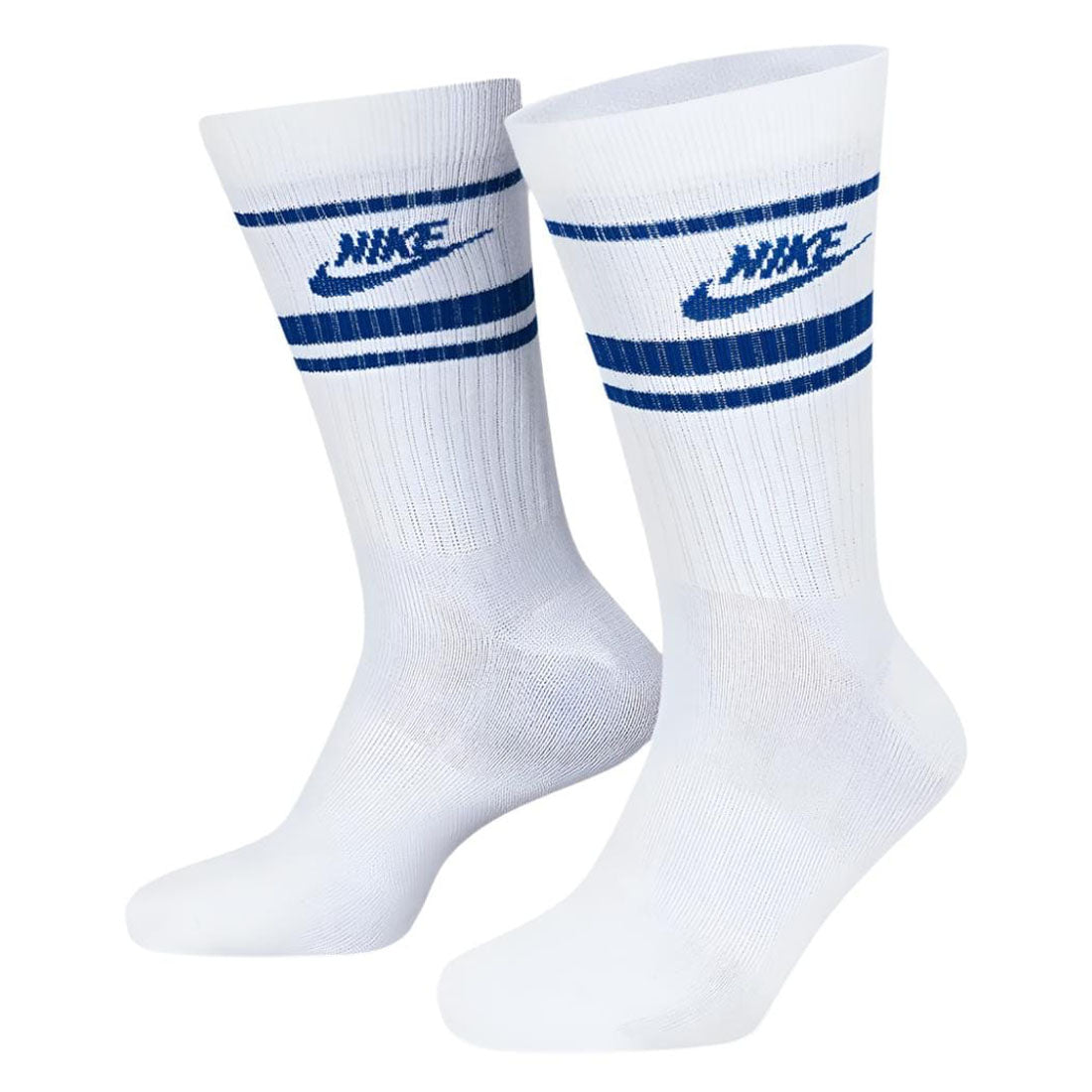 Nike Sportswear Dri Fit Everyday Essential White Blue Adults Crew 3 Pack Of Socks
