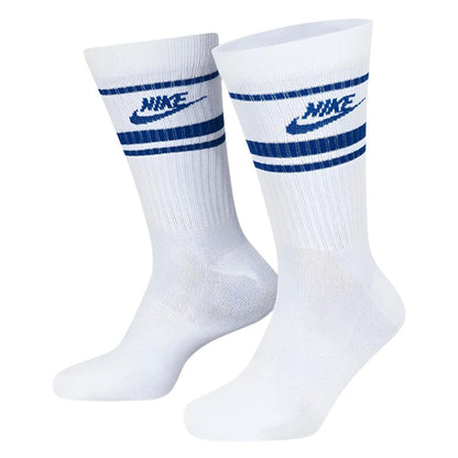 Nike Sportswear Dri Fit Everyday Essential White Blue Adults Crew 3 Pack Of Socks