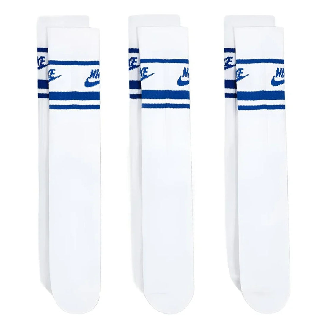 Nike Sportswear Dri Fit Everyday Essential White Blue Adults Crew 3 Pack Of Socks