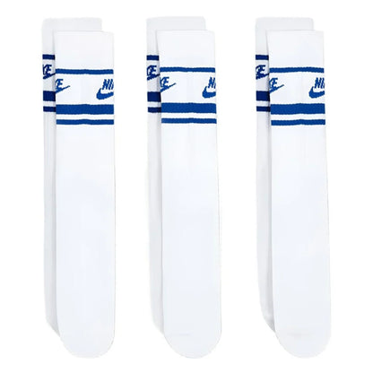 Nike Sportswear Dri Fit Everyday Essential White Blue Adults Crew 3 Pack Of Socks