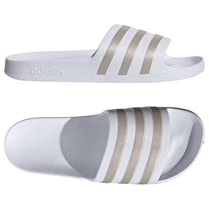 Adidas Adillete Adults Unisex White Metallic Gold Aqua Slides