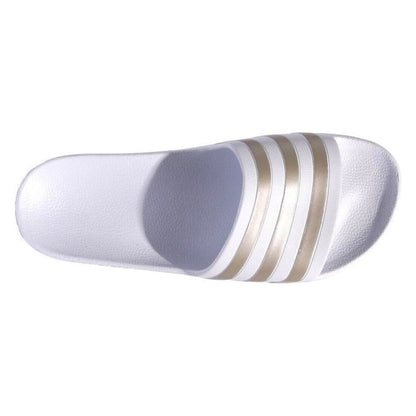 Adidas Adillete Adults Unisex White Metallic Gold Aqua Slides