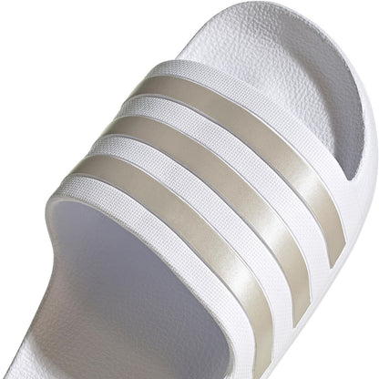 Adidas Adillete Adults Unisex White Metallic Gold Aqua Slides