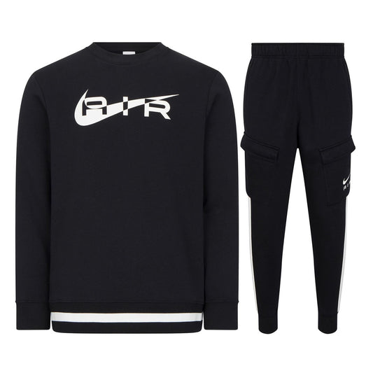 Nike Air Fleece Crew Neck Men's Black White Tracksuit
