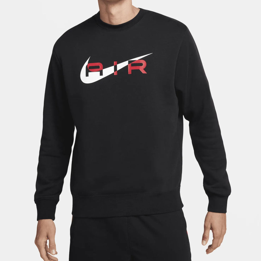 Nike Air Fleece Crew Neck Men's Black Red Tracksuit