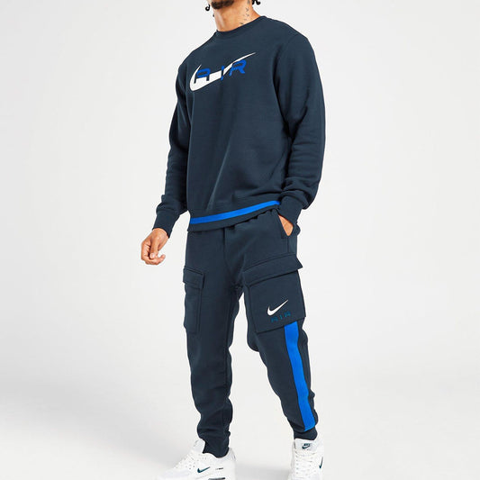 Nike Air Sportswear Fleece Navy Crew Neck Men's Full Tracksuit