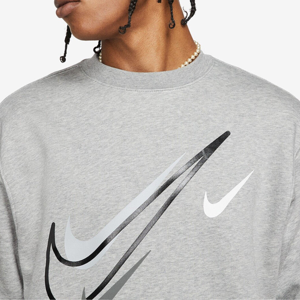 Nike Sportswear Multi Swoosh Mens Grey Graphic Fleece Sweatshirt