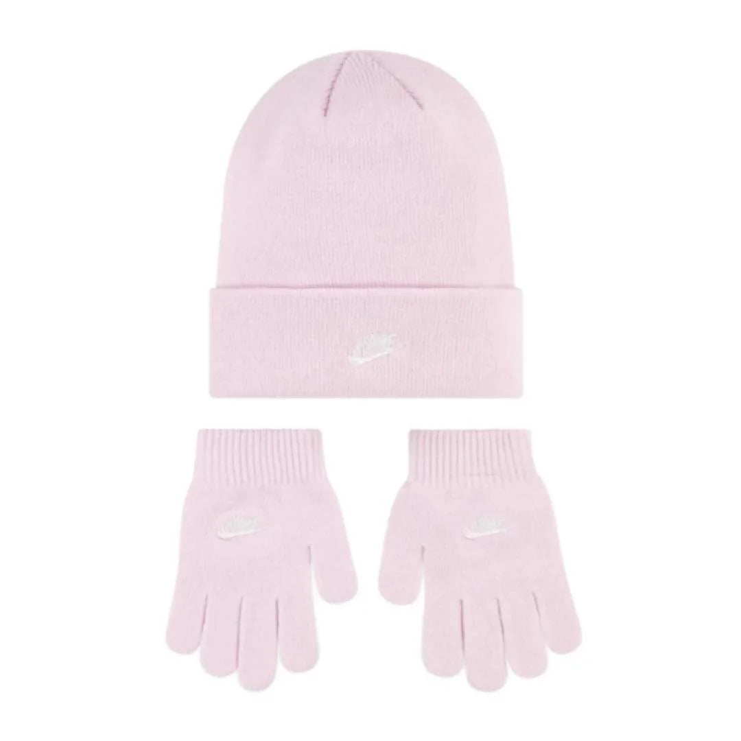 Nike Hat And Glove 2 Piece Set Pink Girls Knit Set Age 4-6 Years