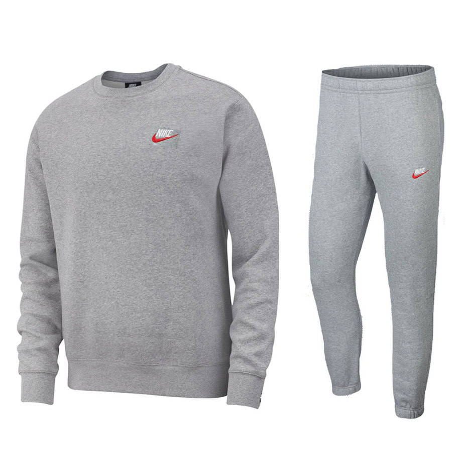 Nike Sportswear NSW Club Fleece Crew Mens Grey Full Tracksuit