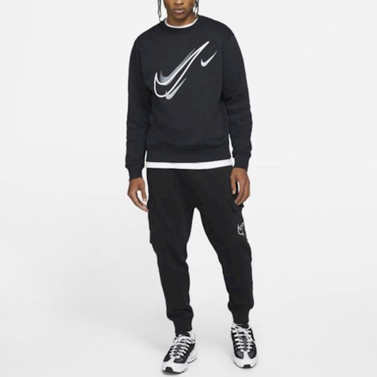 Nike Sportswear Multi Swoosh Black Mens Graphic Fleece Tracksuit