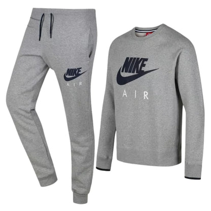 Nike Air Fleece Grey AW77 Men's Crew Neck Full Tracksuit