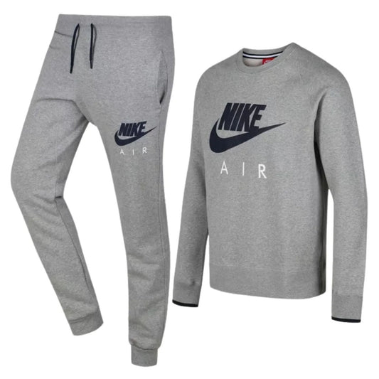 Nike Air Fleece Grey AW77 Men's Crew Neck Full Tracksuit