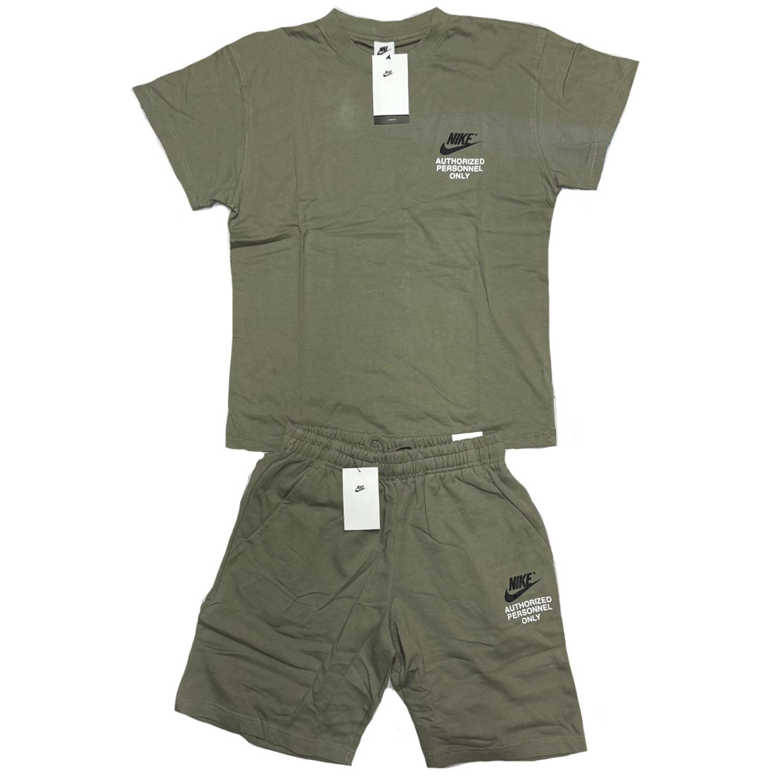 Nike Sportswear Authorised Terry Cotton Men's Green T Shirt Shorts Set