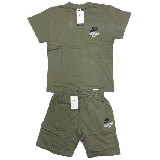 Nike Sportswear Authorised Terry Cotton Men's Green T Shirt Shorts Set