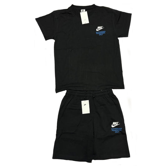 Nike Sportswear Authorised Terry Cotton Men's Black T Shirt Shorts Set