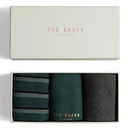 Ted Baker Gift Set Mens Socks London Lowride Assorted Cotton 3 Pack UK 7-11