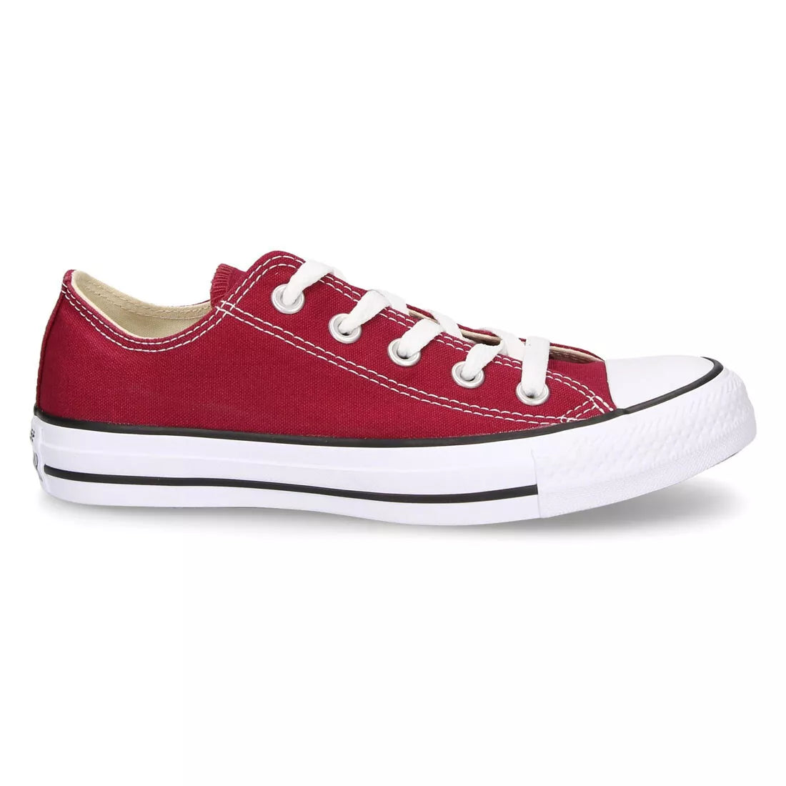 Converse Chuck Taylor Unisex Optical Maroon Canvas Trainers