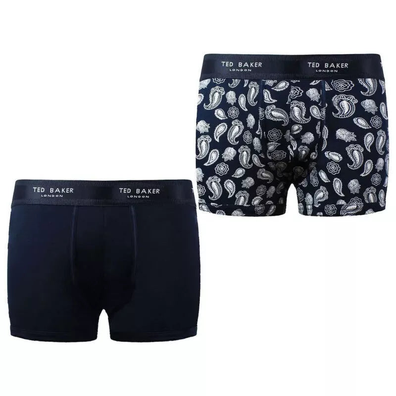 Ted Baker Boxer Shorts Mens 2 pack Claytt Navy Blue Cotton Trunks Underwear