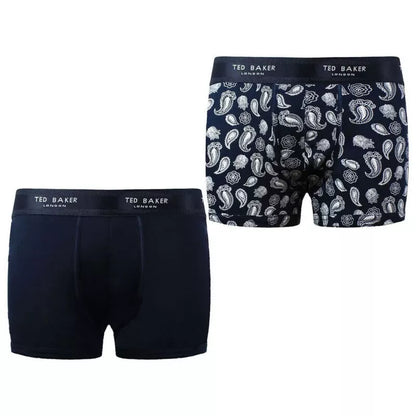 Ted Baker Boxer Shorts Mens 2 pack Claytt Navy Blue Cotton Trunks Underwear