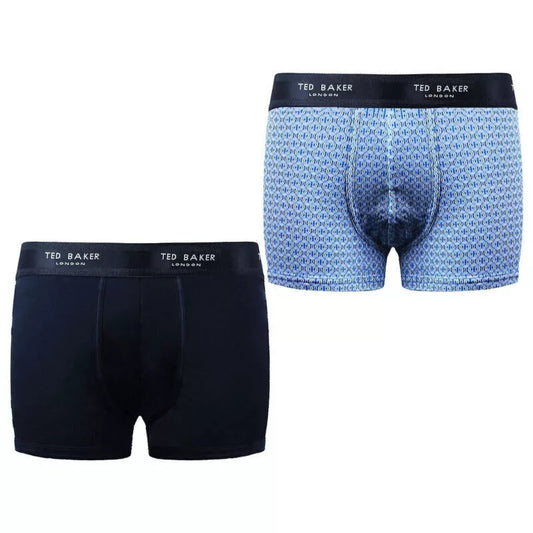 Ted Baker Boxer Shorts Mens 2 Pack Multi Blue Cotton Trunks Underwear Assorted