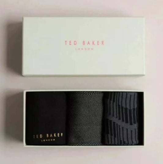 Ted Baker Gift Set Mens Socks London Hoptoit Assorted 3 Pack Crew UK 7-11