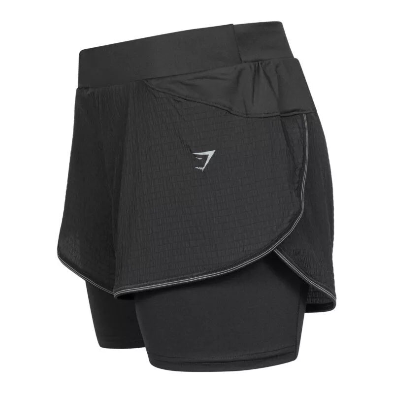 Gymshark Ladies Speed 2 In 1 Black Running Shorts