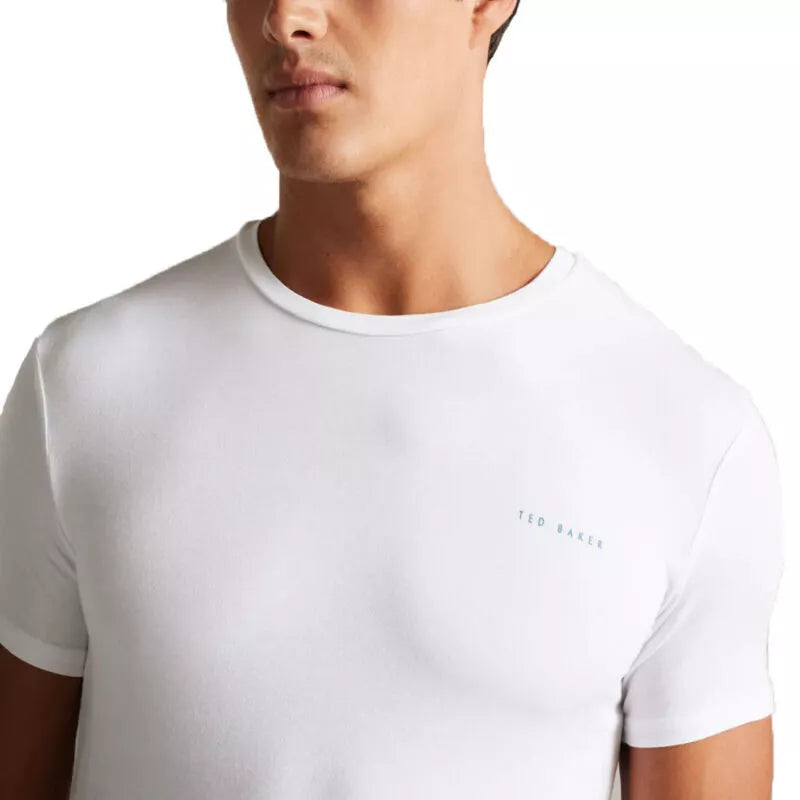 Ted Baker Mens Solid Modal T Shirt White Peacok Cotton Crew Tee