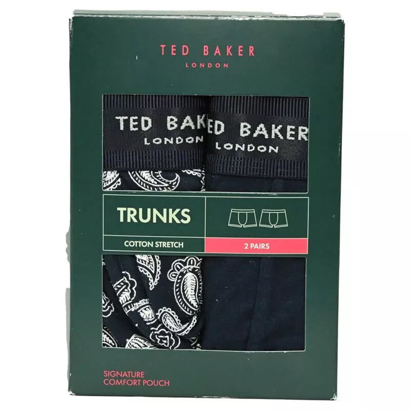 Ted Baker Boxer Shorts Mens 2 pack Claytt Navy Blue Cotton Trunks Underwear