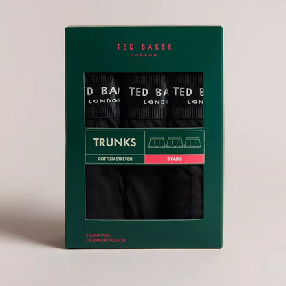 Ted Baker Boxer Shorts Black Mens 3 Pack Cotton Trunks Stretch Fit