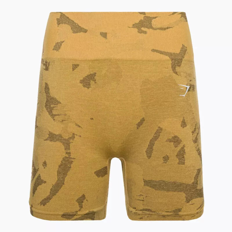 Gymshark Ladies Adapt Camo Seamless Yellow Training Shorts