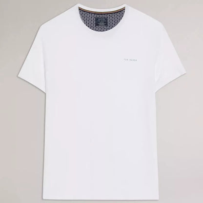 Ted Baker Mens Solid Modal T Shirt White Peacok Cotton Crew Tee