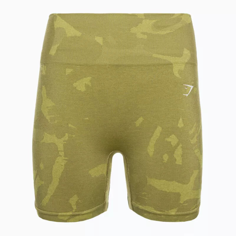 Gymshark Ladies Adapt Camo Seamless Green Shorts Gym Training High Waist