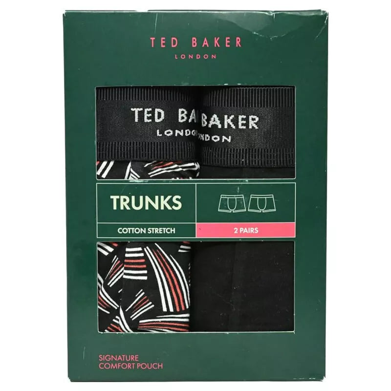 Ted Baker Boxer Shorts Mens 2 pack Multi Black Cotton Trunks Underwear Boxed