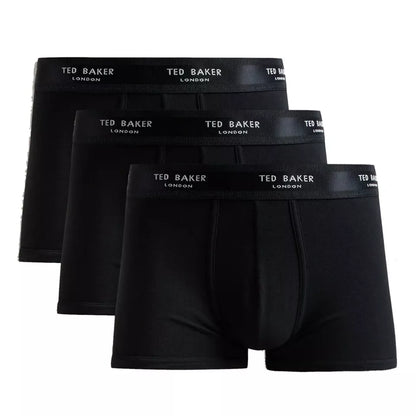 Ted Baker Boxer Shorts Black Mens 3 Pack Cotton Trunks Stretch Fit